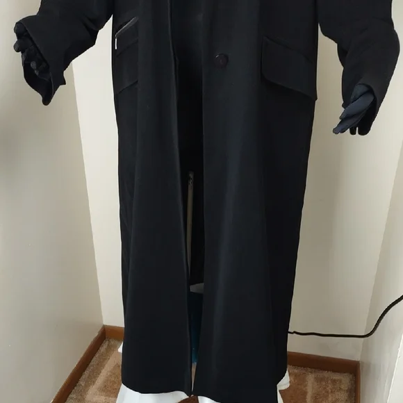 Anne Klein Black Maxi Hooded Coat Removable Hood Size 10 - Picture 2 of 11